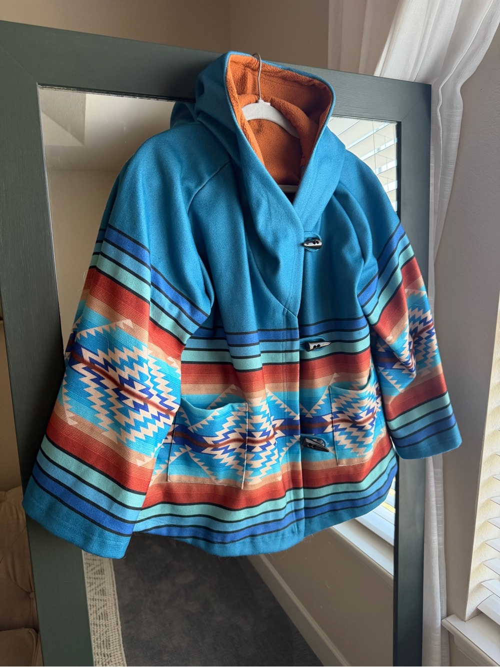 NWOT Yellowstone Beth Dutton Blue Aztec Hooded Coat Costume Jacket